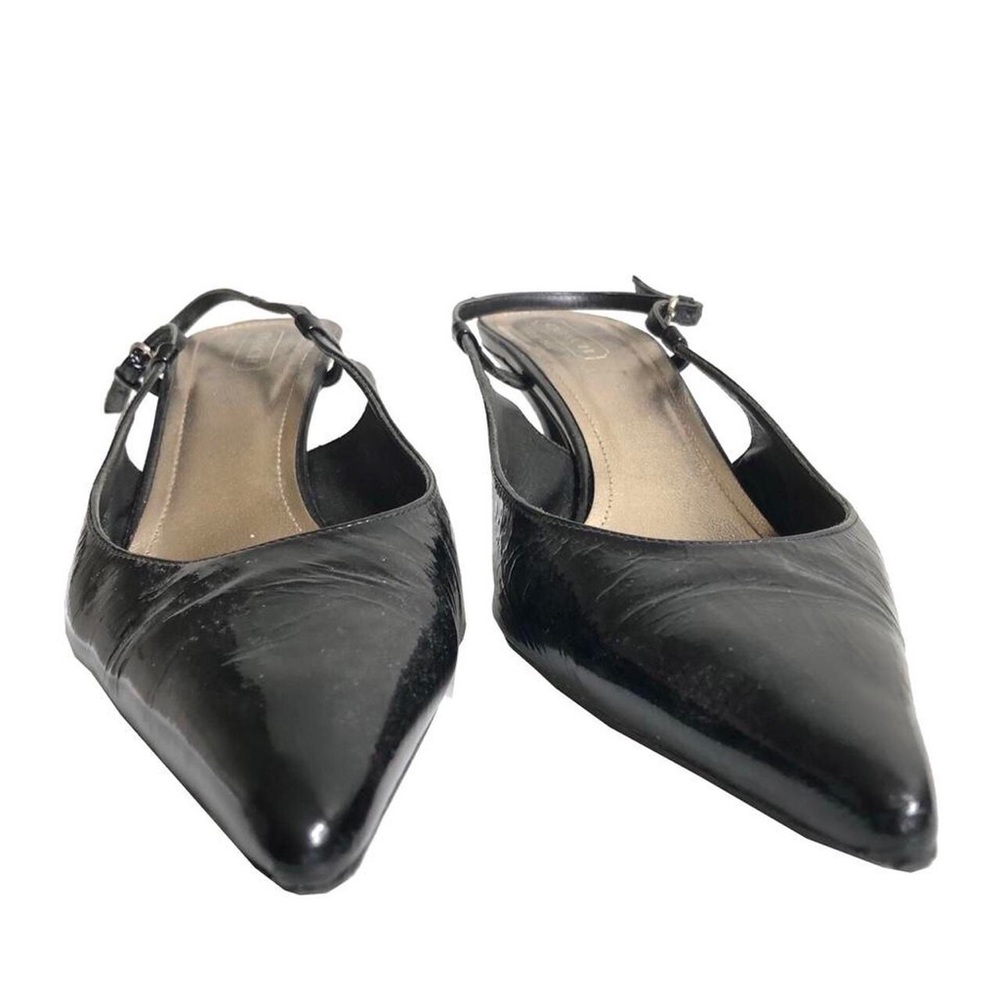Coach Pointy Toe Kitten Heels Sling Back Leather Black
Size US 10